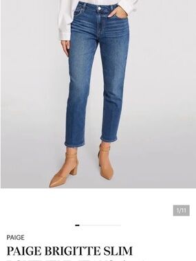 PAIGE Brigitte Slim Straight Jeans in Classic Blue Denim